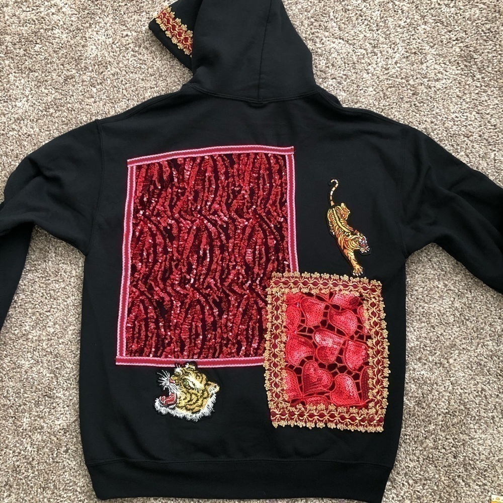 RAGYARD embellished sequins patch work hoodie - image 4